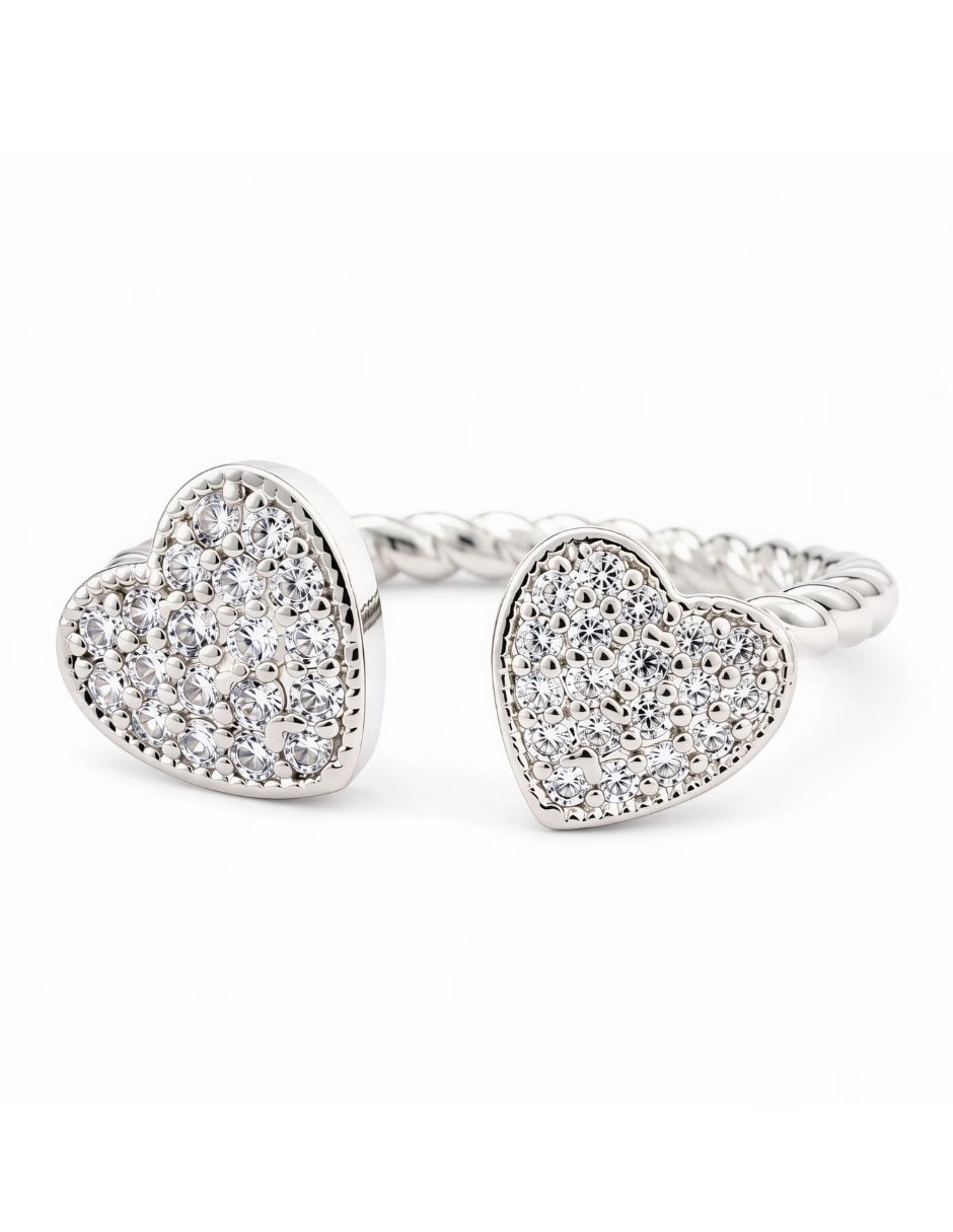 Anillo de corazón yoiko amorette zirconia baño de rodio
