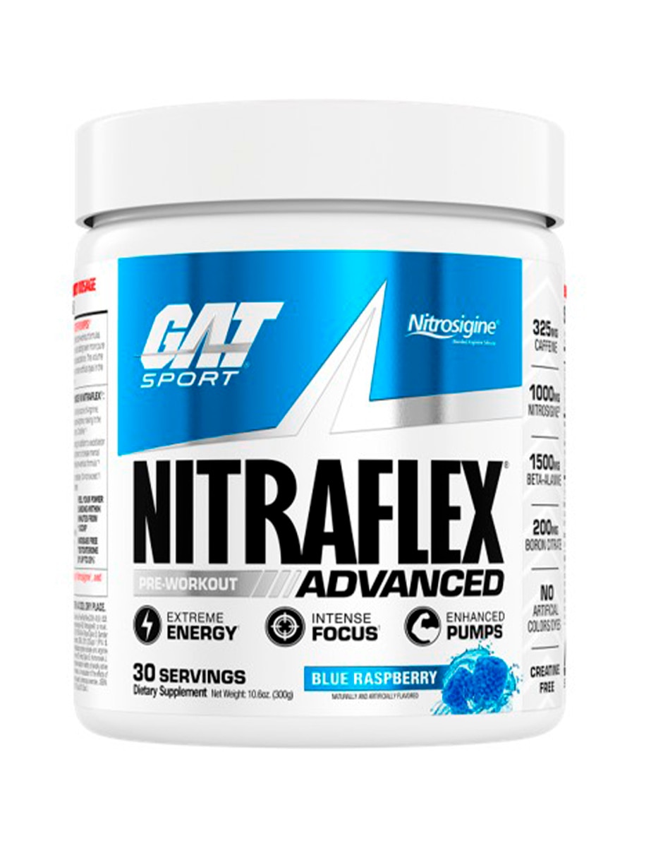 Nitraflex advanced formula 30 serv blue raspberry Genérica con cafeína sabor frambuesa
