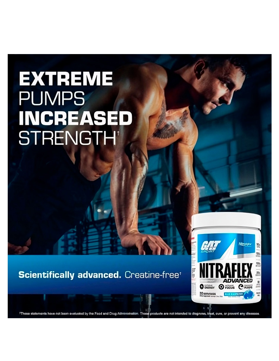 Nitraflex advanced formula 30 serv blue raspberry Genérica con cafeína sabor frambuesa