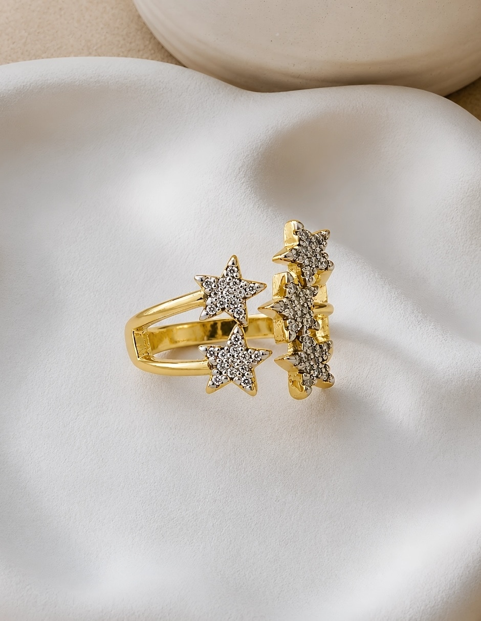 Anillo se estrella Yoiko Stellar baño de oro 18 k