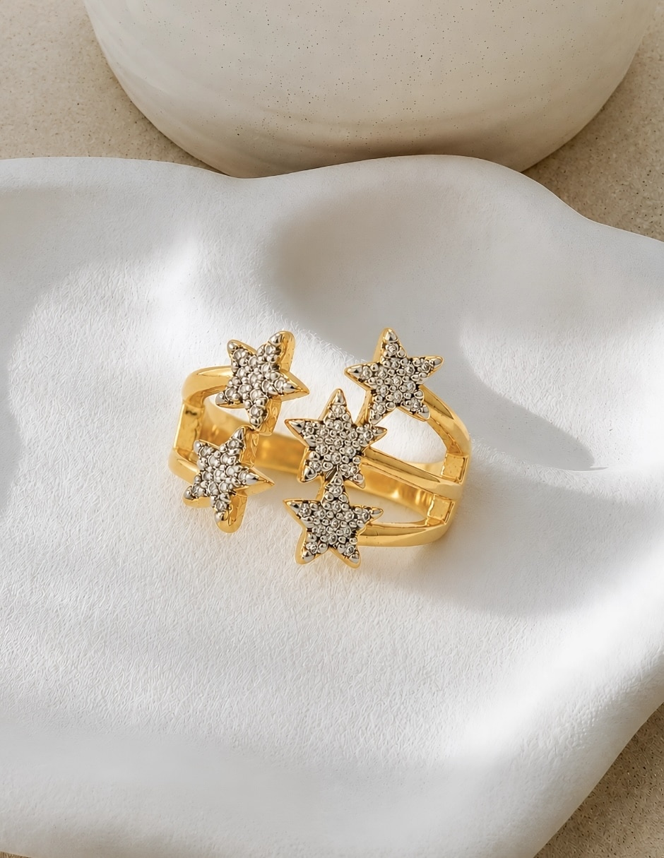 Anillo se estrella Yoiko Stellar baño de oro 18 k