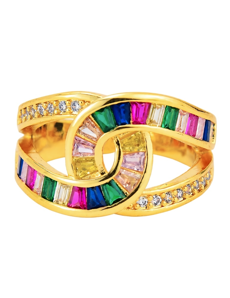 Anillo yoiko iris zirconia baño de oro