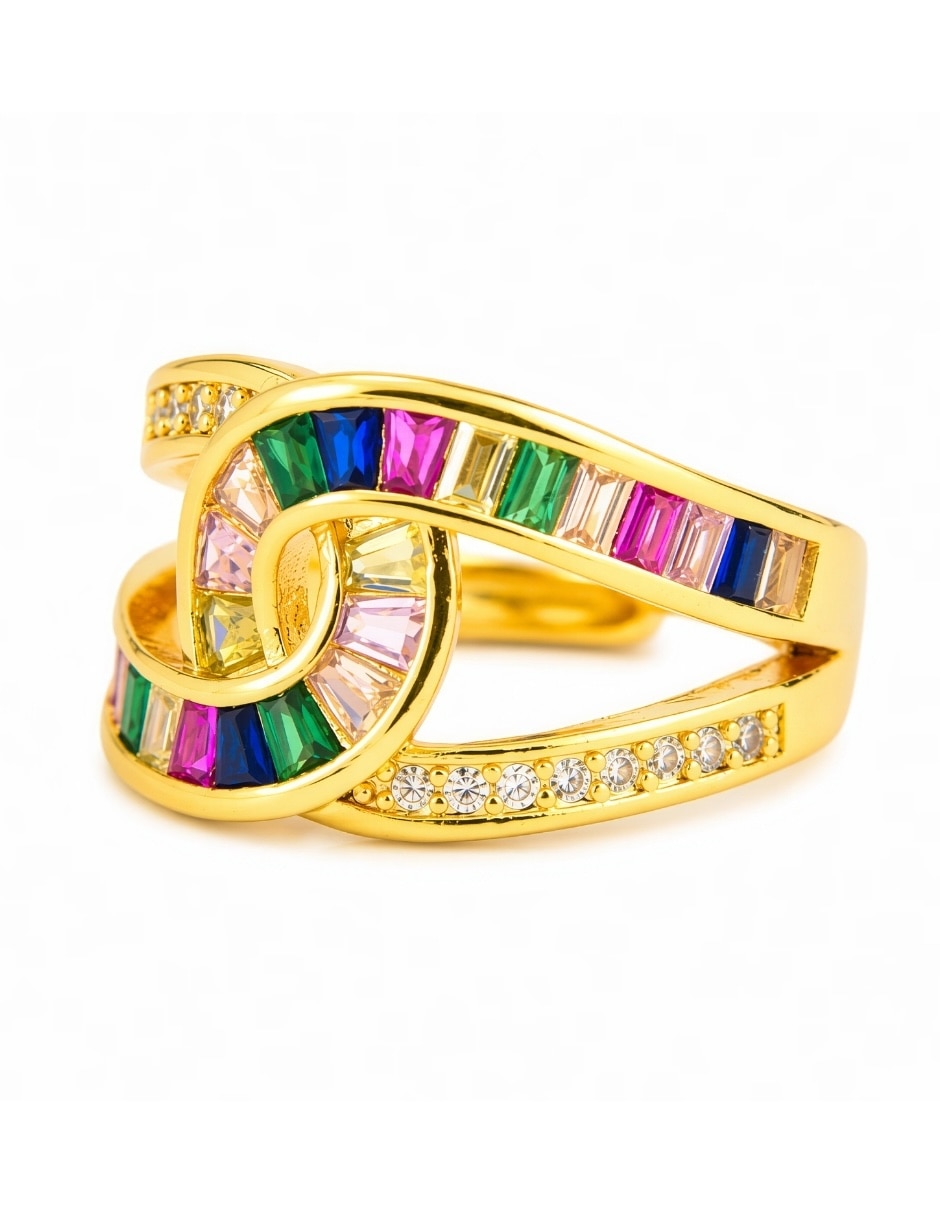 Anillo yoiko iris zirconia baño de oro