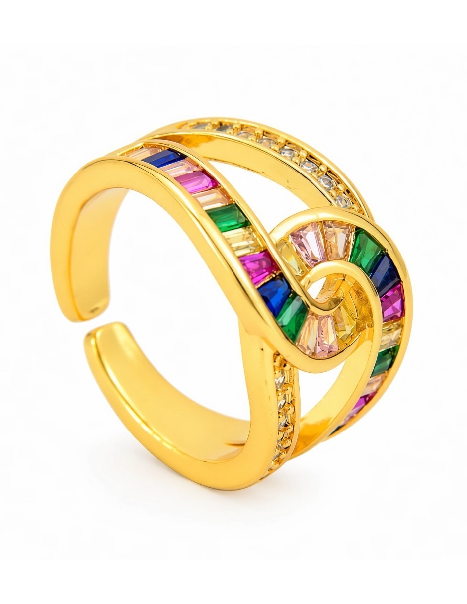Anillo yoiko iris zirconia baño de oro