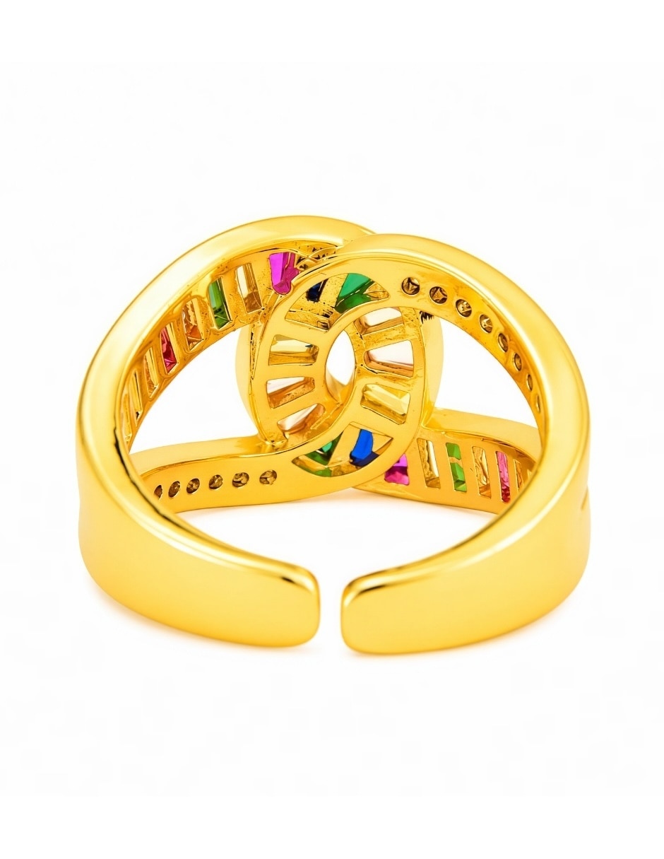 Anillo yoiko iris zirconia baño de oro