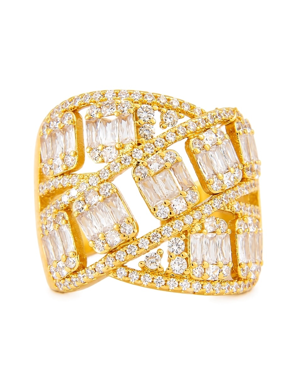 Anillo zirconia baño de oro