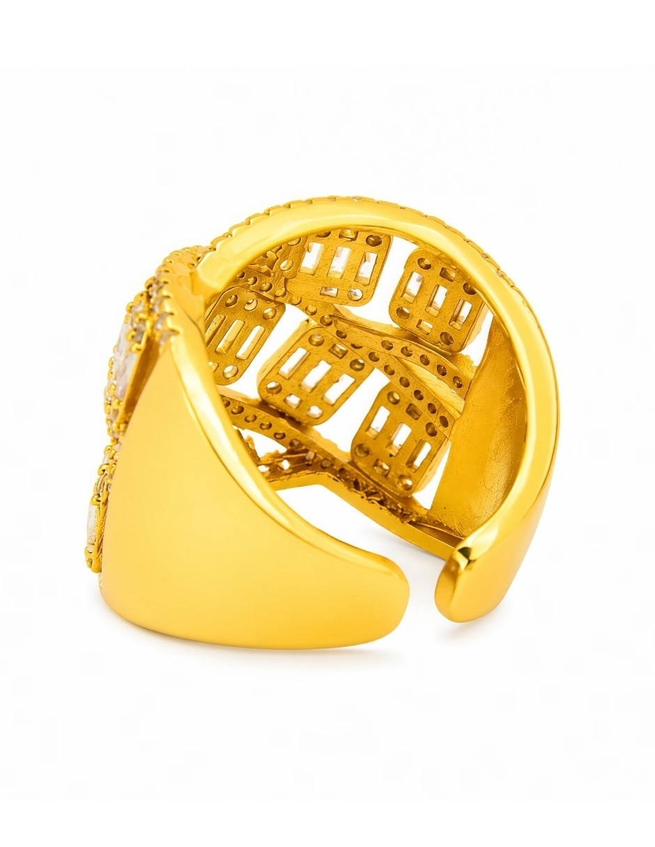 Anillo zirconia baño de oro 5