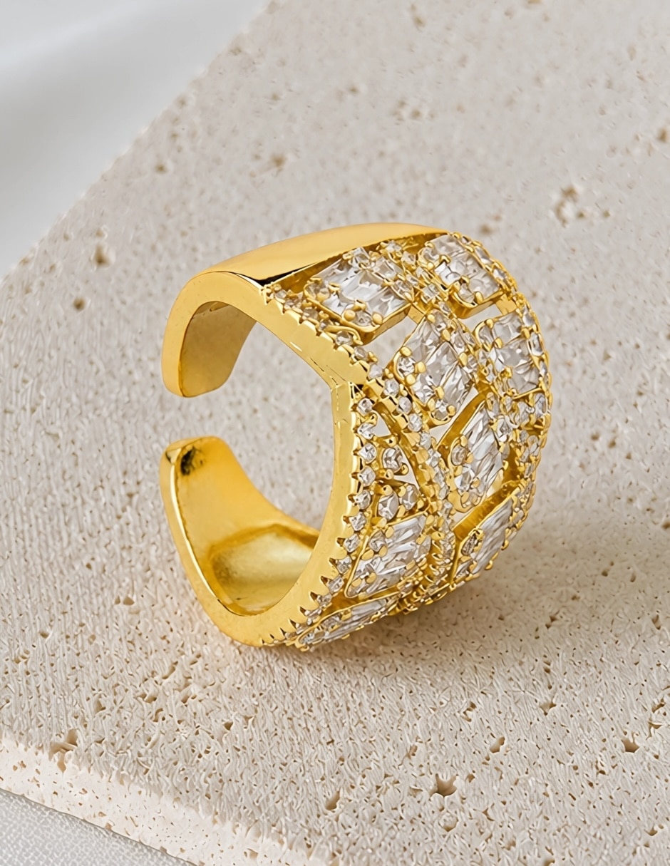 Anillo zirconia baño de oro 6