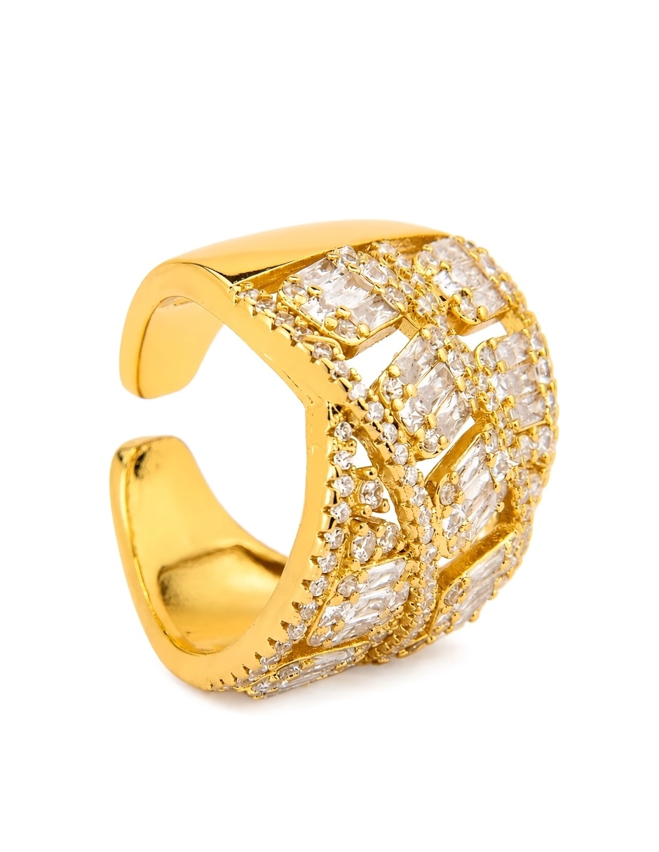 Anillo zirconia baño de oro 7