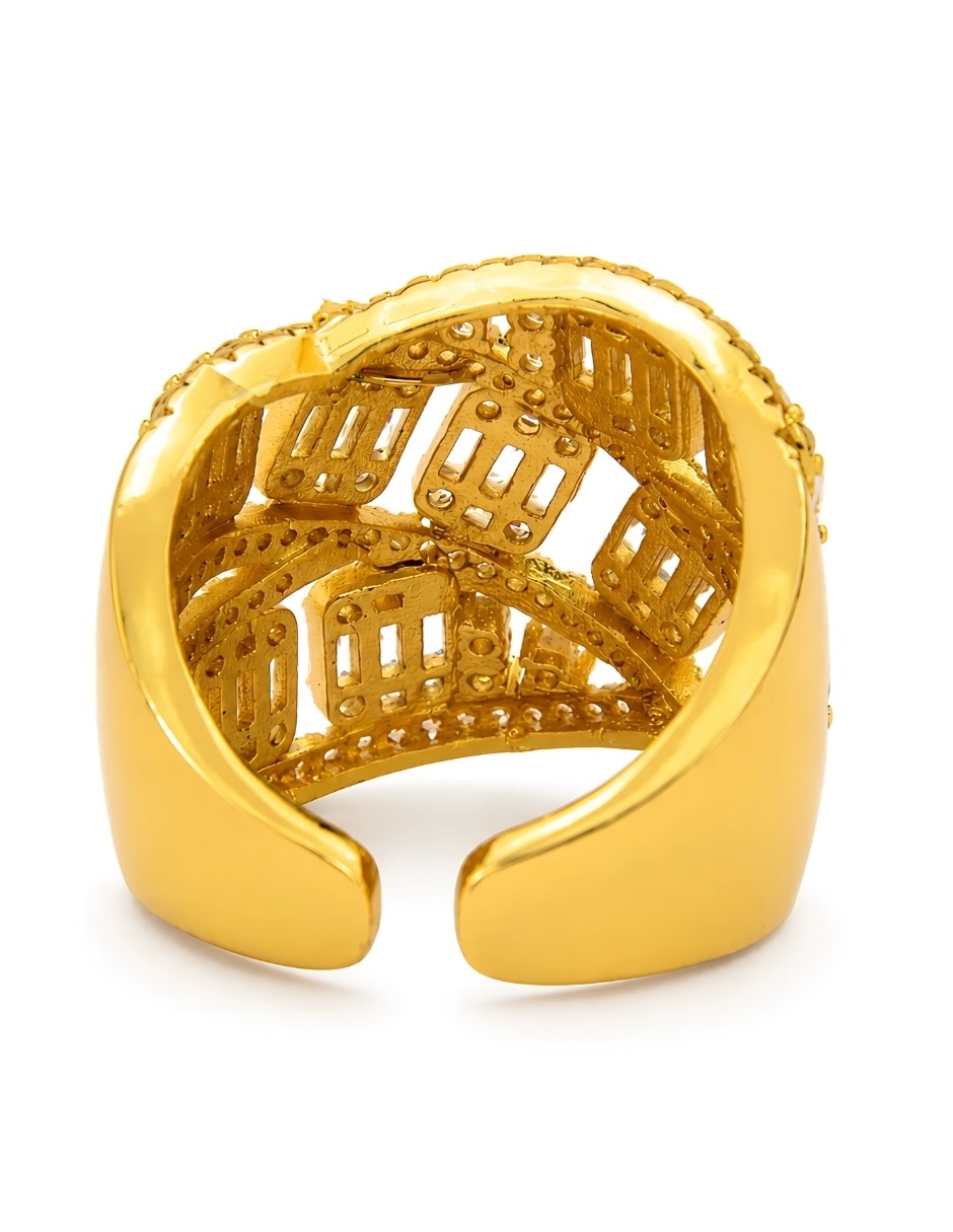 Anillo zirconia baño de oro 9