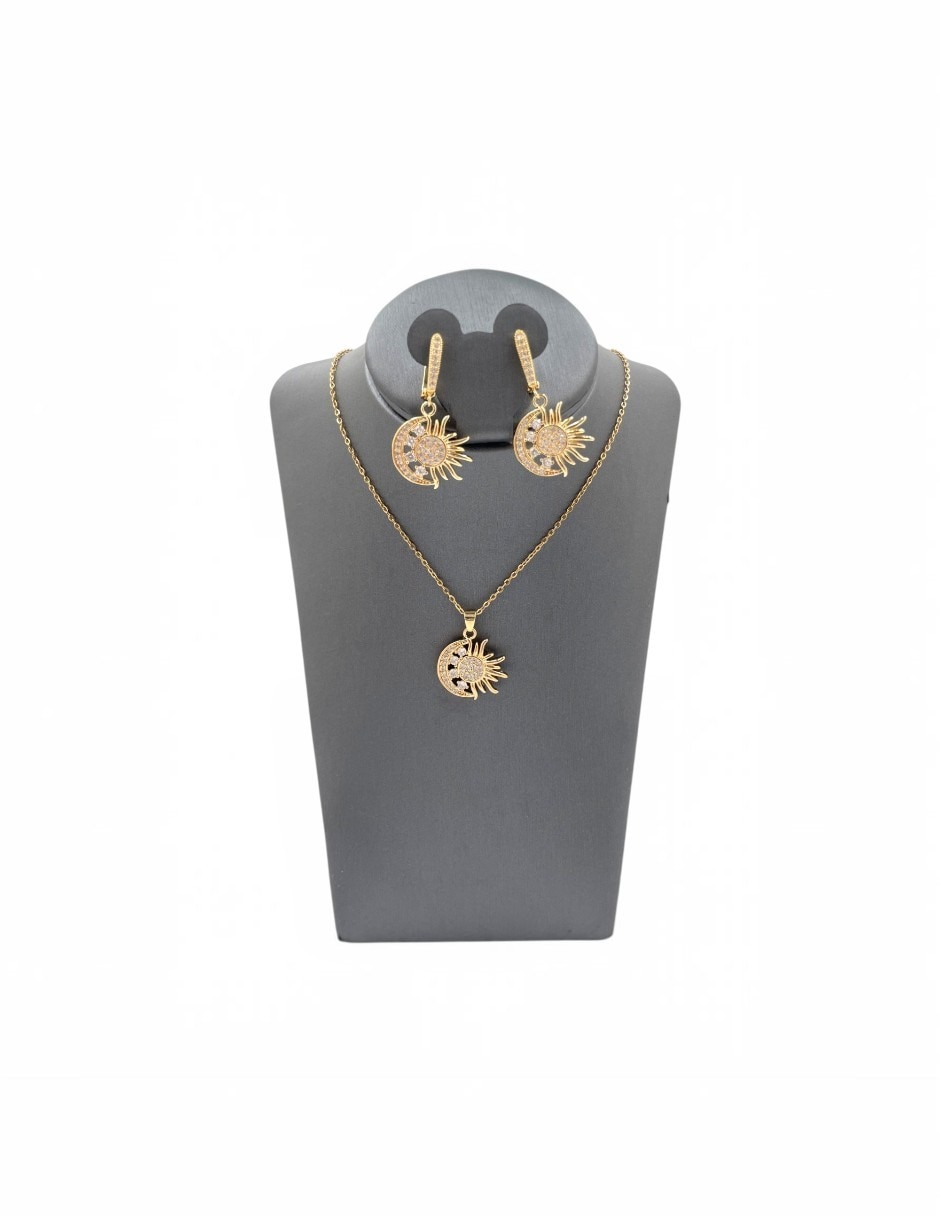 Aretes y collar de sol arette arette accesorios luna de zirconia zirconia