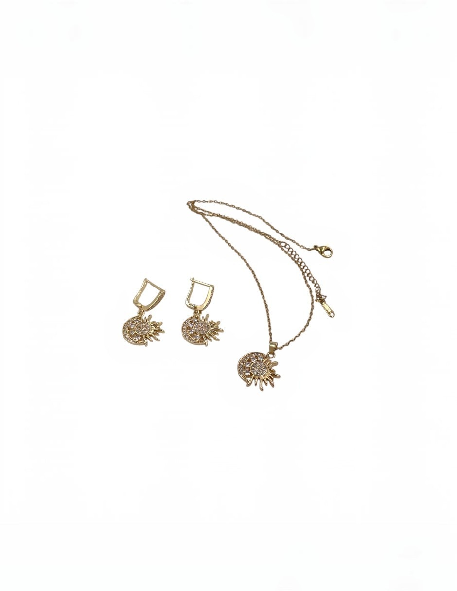 Aretes y collar de sol arette arette accesorios luna de zirconia zirconia 4