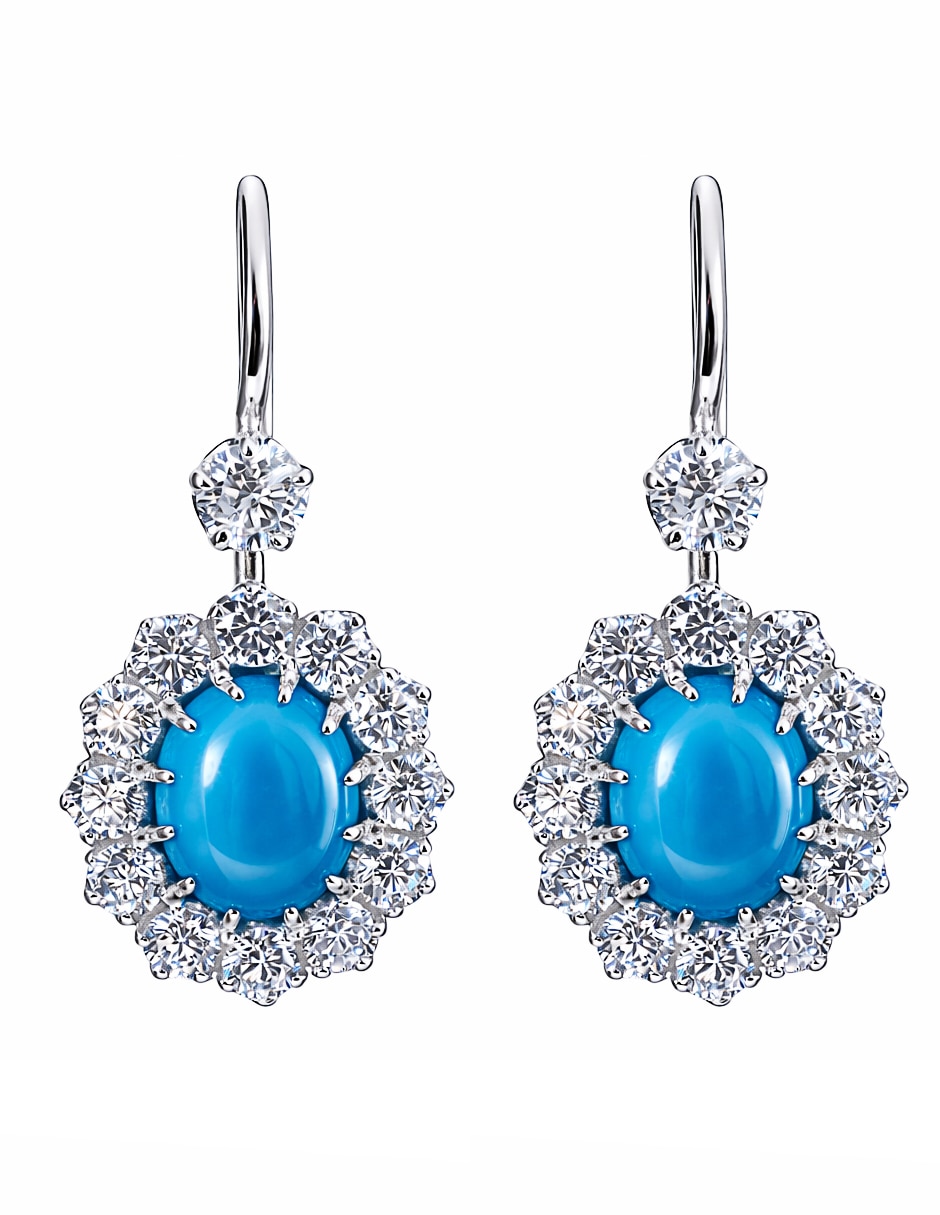Aretes cortos ovaladados Gladkova Joyería de plata P 925 turquesa