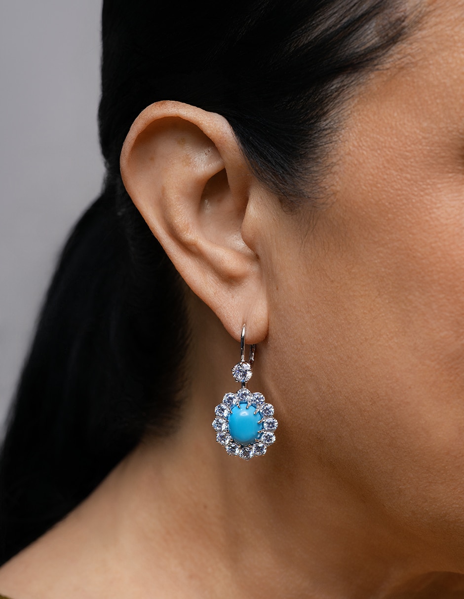 Aretes cortos ovaladados Gladkova Joyería de plata P 925 turquesa
