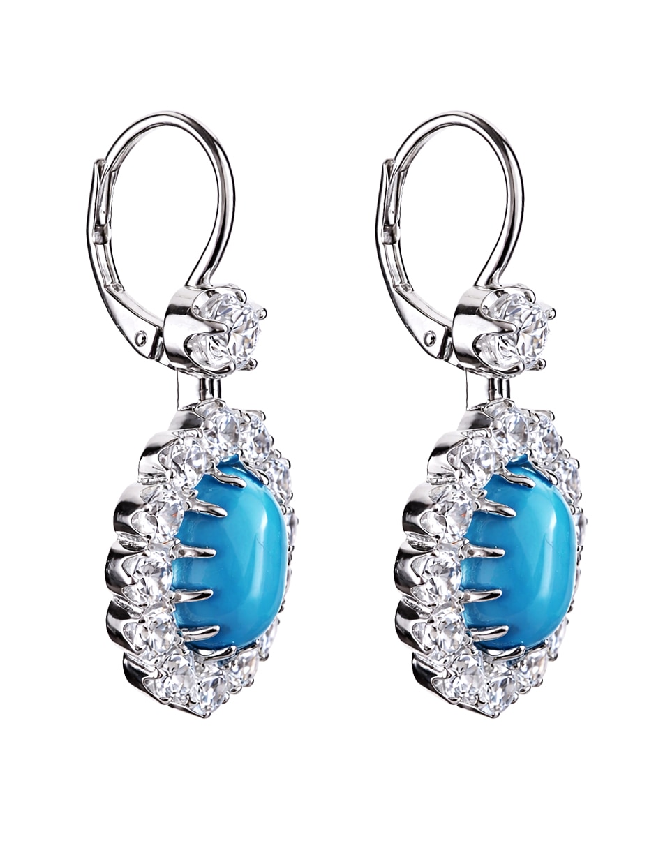 Aretes cortos ovaladados Gladkova Joyería de plata P 925 turquesa