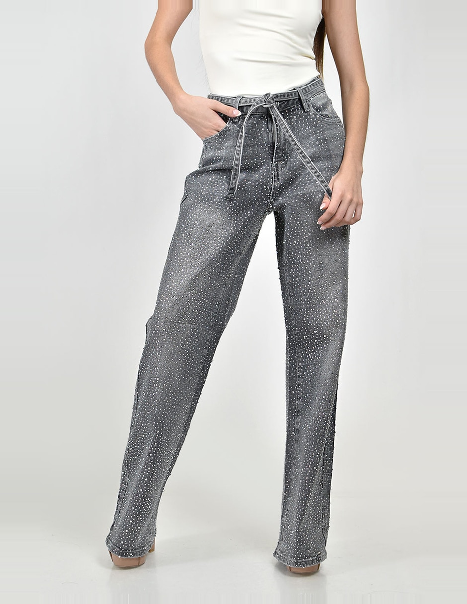 Jeans regular wide leg cintura alta para mujer 3