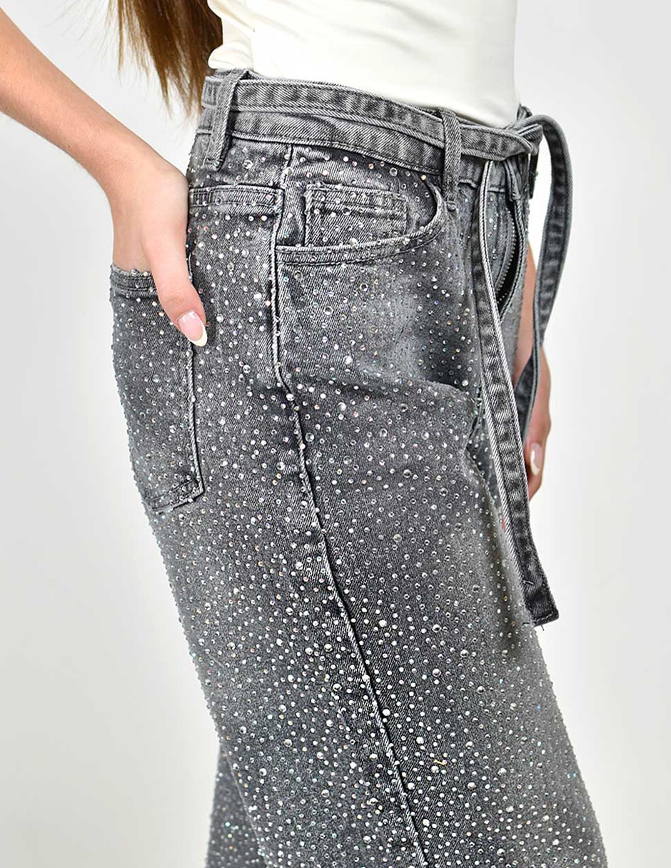 Jeans regular wide leg cintura alta para mujer 4