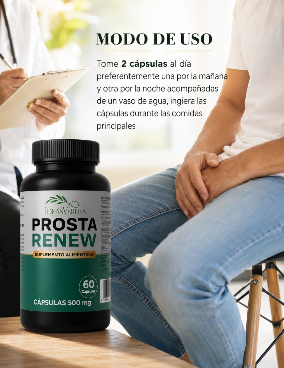 Prosta renew con óxido de magnesio gaba l-triptófano semilla de calabaza celulosa vegetal vitamina c l-teanina 5htp manzanilla vitamina b6 vitamina b3 tila e inositol sabor herbal 3