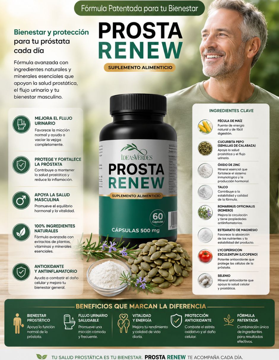 Prosta renew con óxido de magnesio gaba l-triptófano semilla de calabaza celulosa vegetal vitamina c l-teanina 5htp manzanilla vitamina b6 vitamina b3 tila e inositol sabor herbal 4