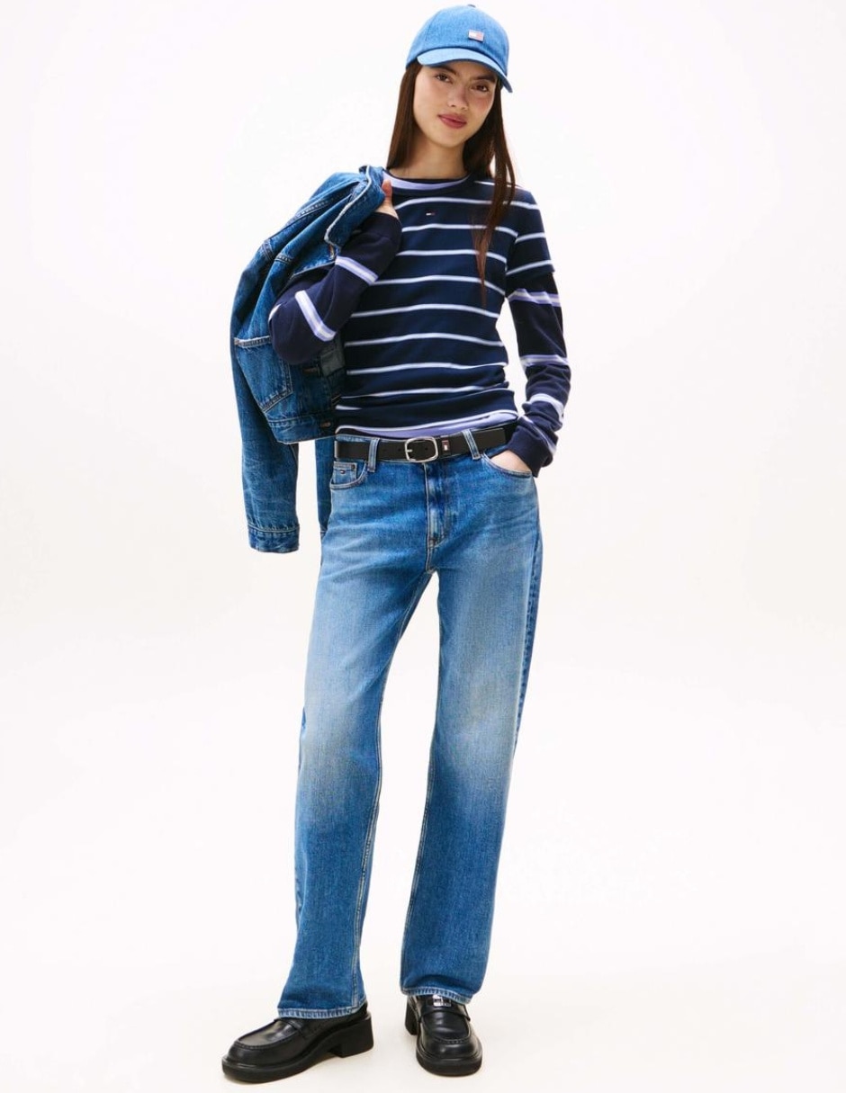 Jeans regular slim cintura alta para mujer 3