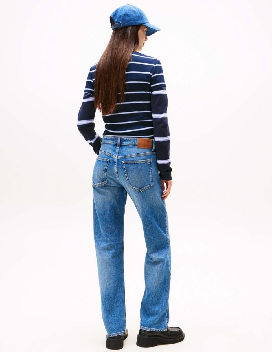 Jeans regular slim cintura alta para mujer 5