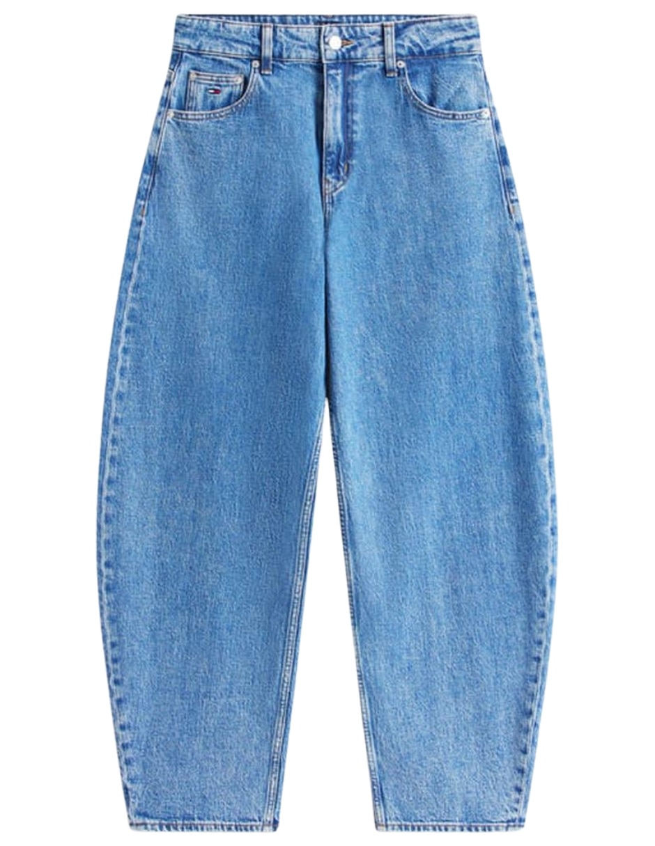 Jeans regular barrel media cintura para mujer 4