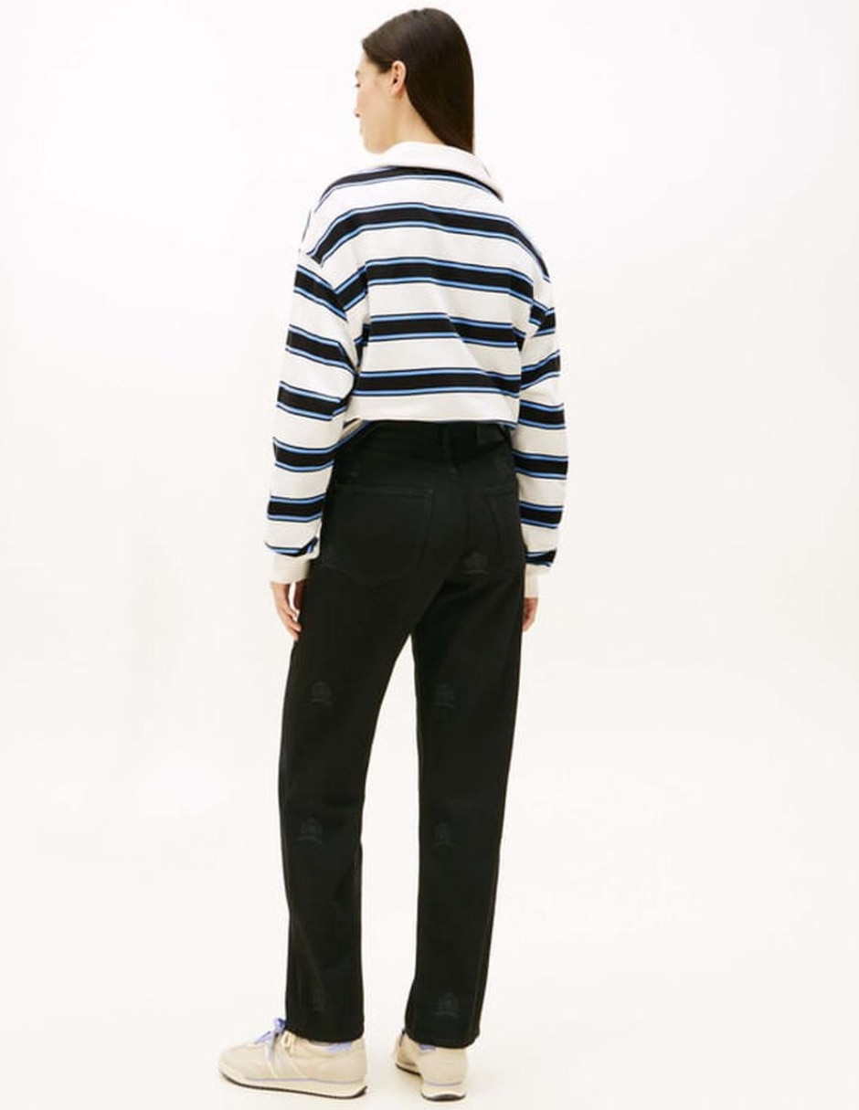 Jeans regular straight cintura alta para mujer 5