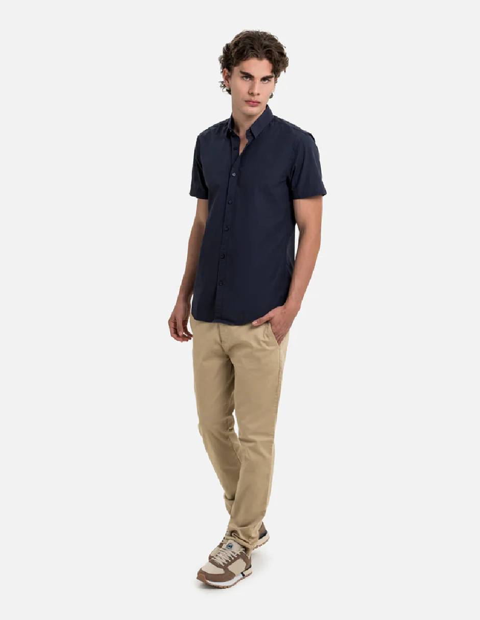Camisa casual quest q de algodón manga corta para hombre