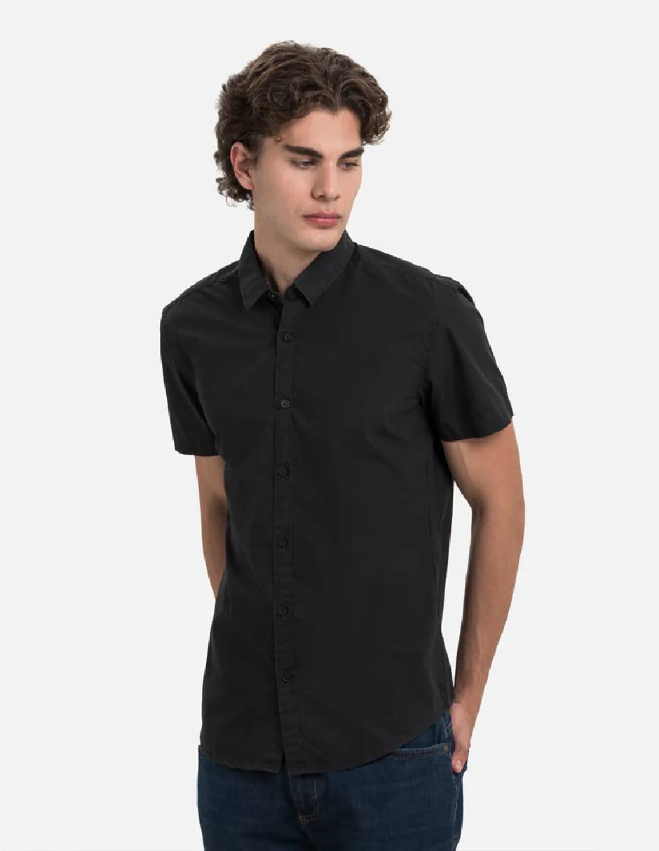 Camisa casual de algodón manga corta para hombre