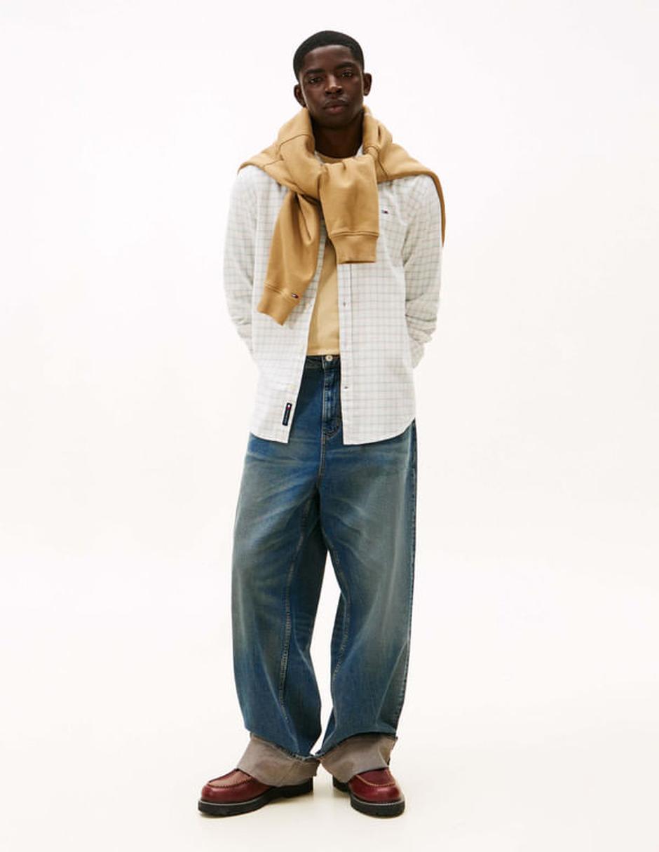 Jeans amplio lavado desgastado para hombre 2