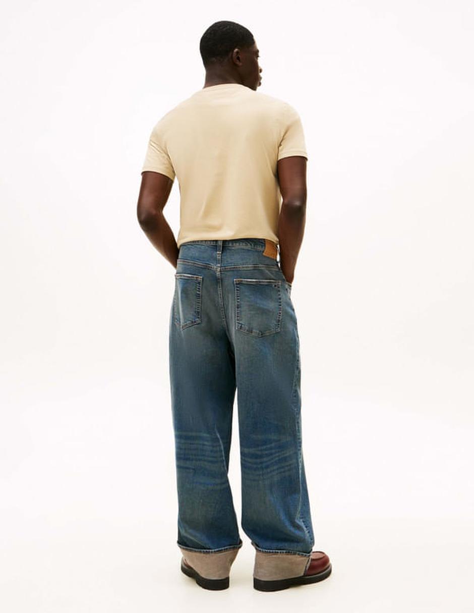 Jeans amplio lavado desgastado para hombre 4
