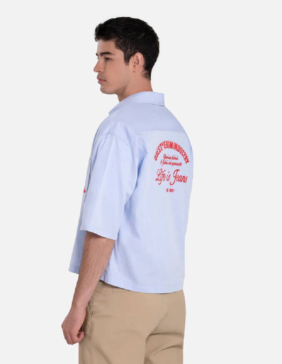 Camisa casual quest q de algodón manga corta para hombre