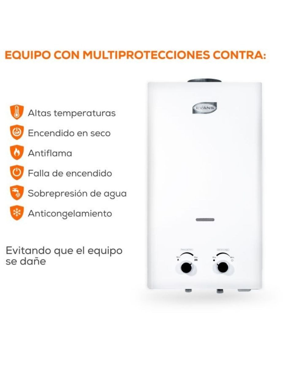 Calentador instantáneo Evans 6 L gas LP