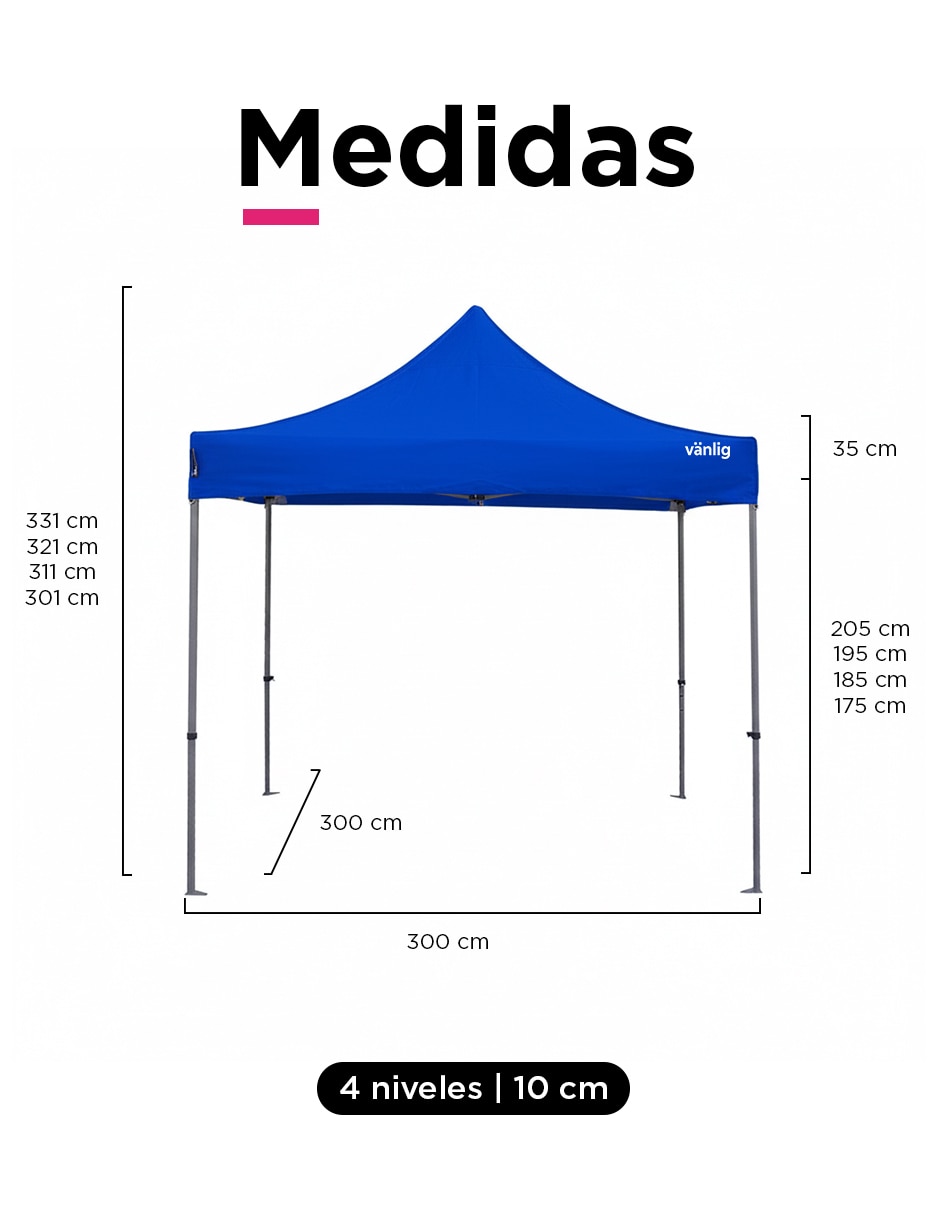 Toldo plegable 3x3 aleman azul 8