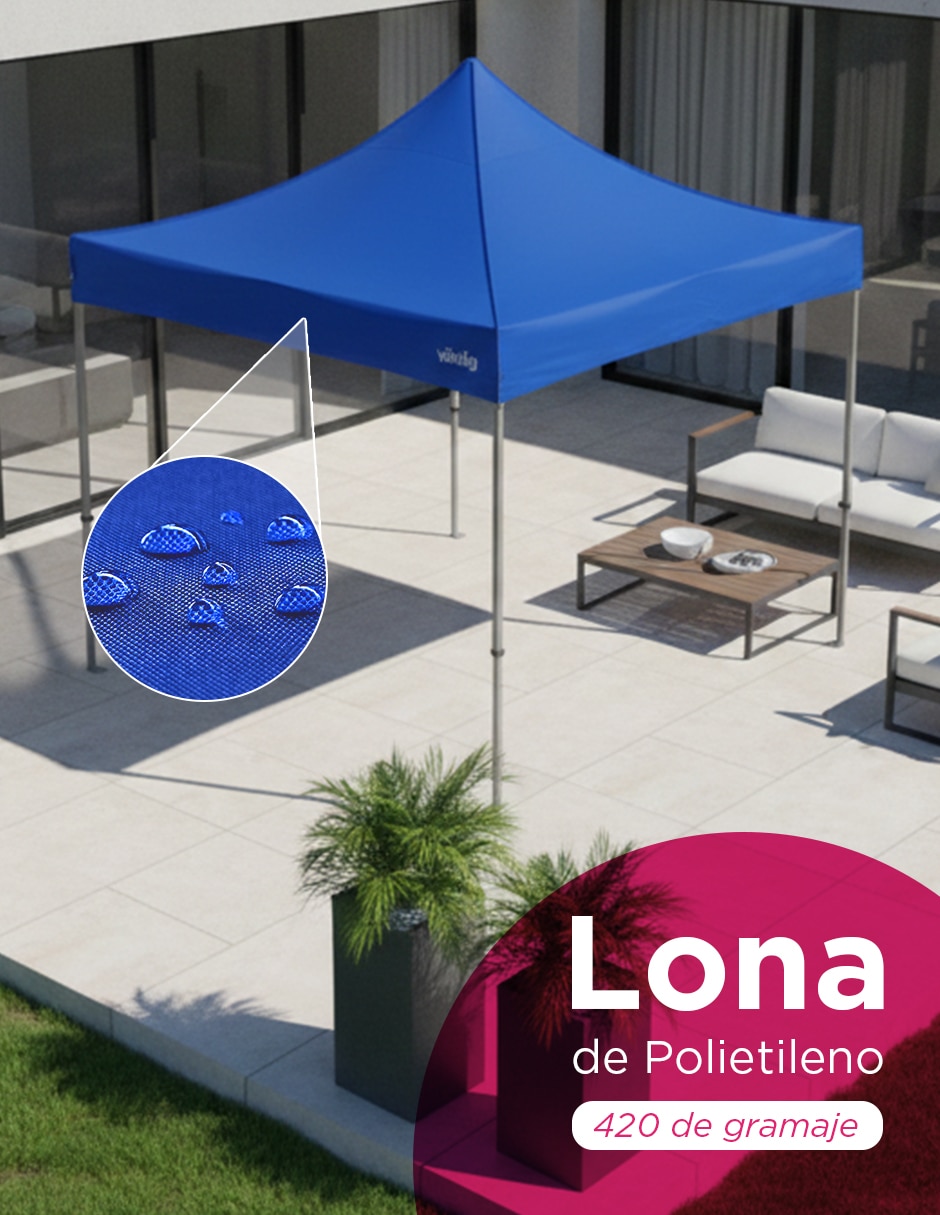 Toldo plegable 3x3 aleman azul 2