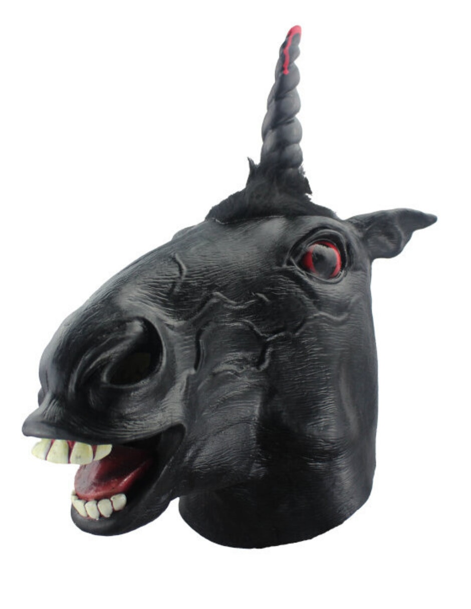 Máscara para disfraz de unicornio oscuro Ghoulish Productions