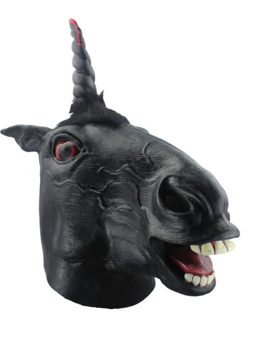Máscara para disfraz de unicornio oscuro Ghoulish Productions