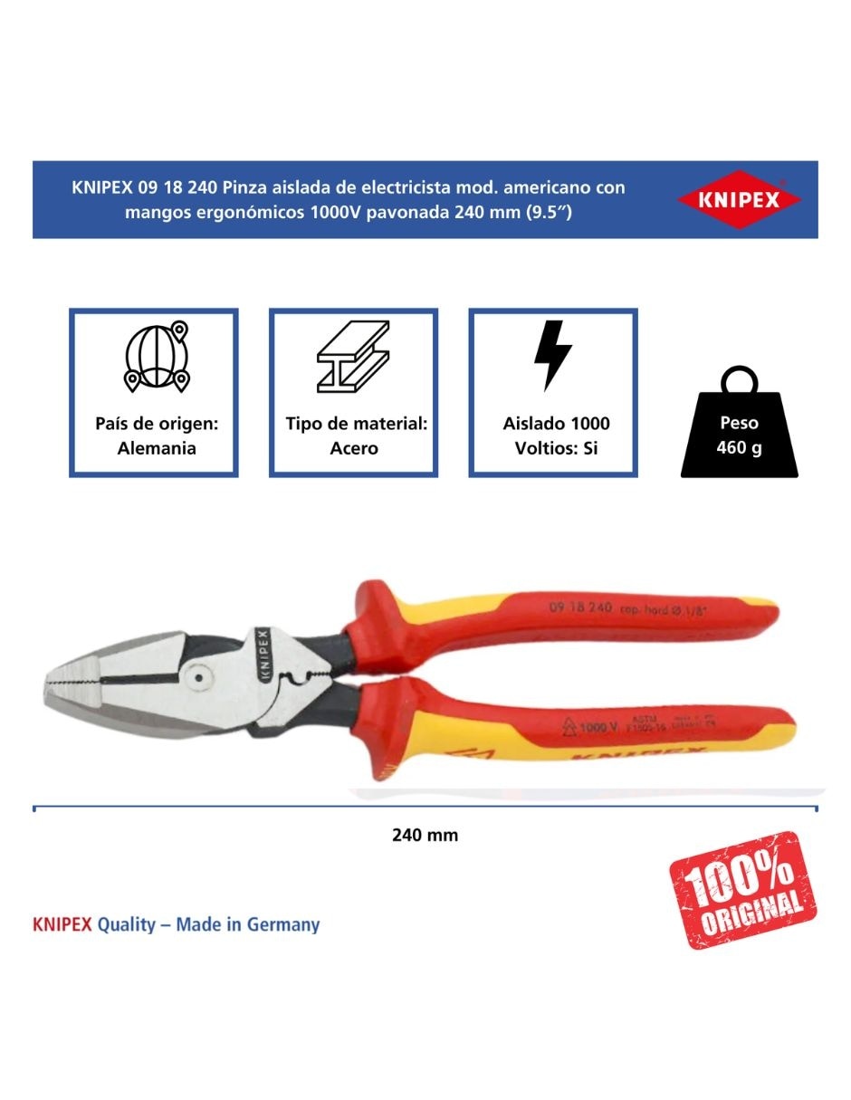 Pinza de electricista Knipex modelo americano