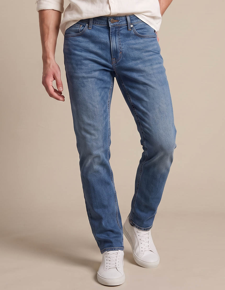 Jeans straight lavado obscuro para hombre 1