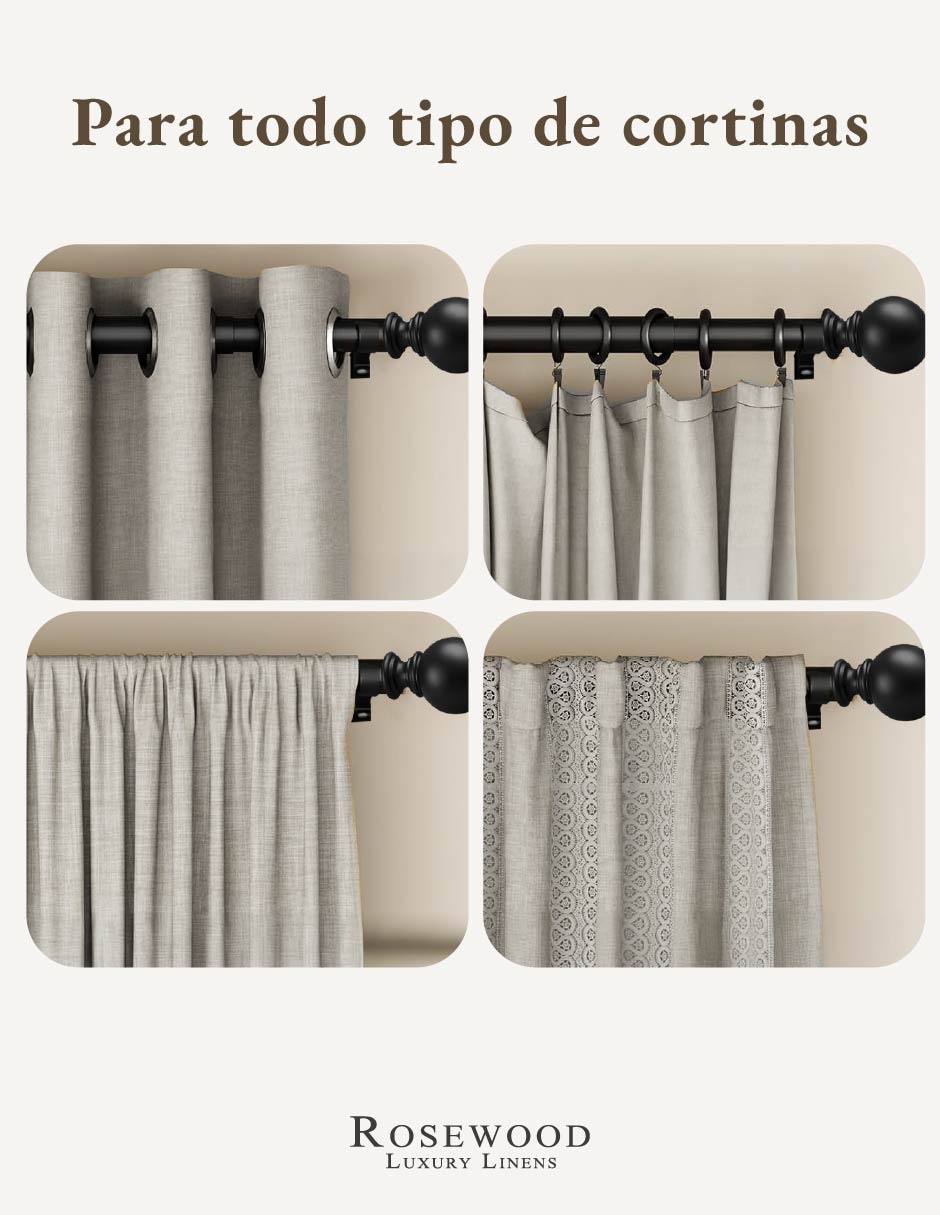 Cortinero de metal Rosewood barra doble 210 cm