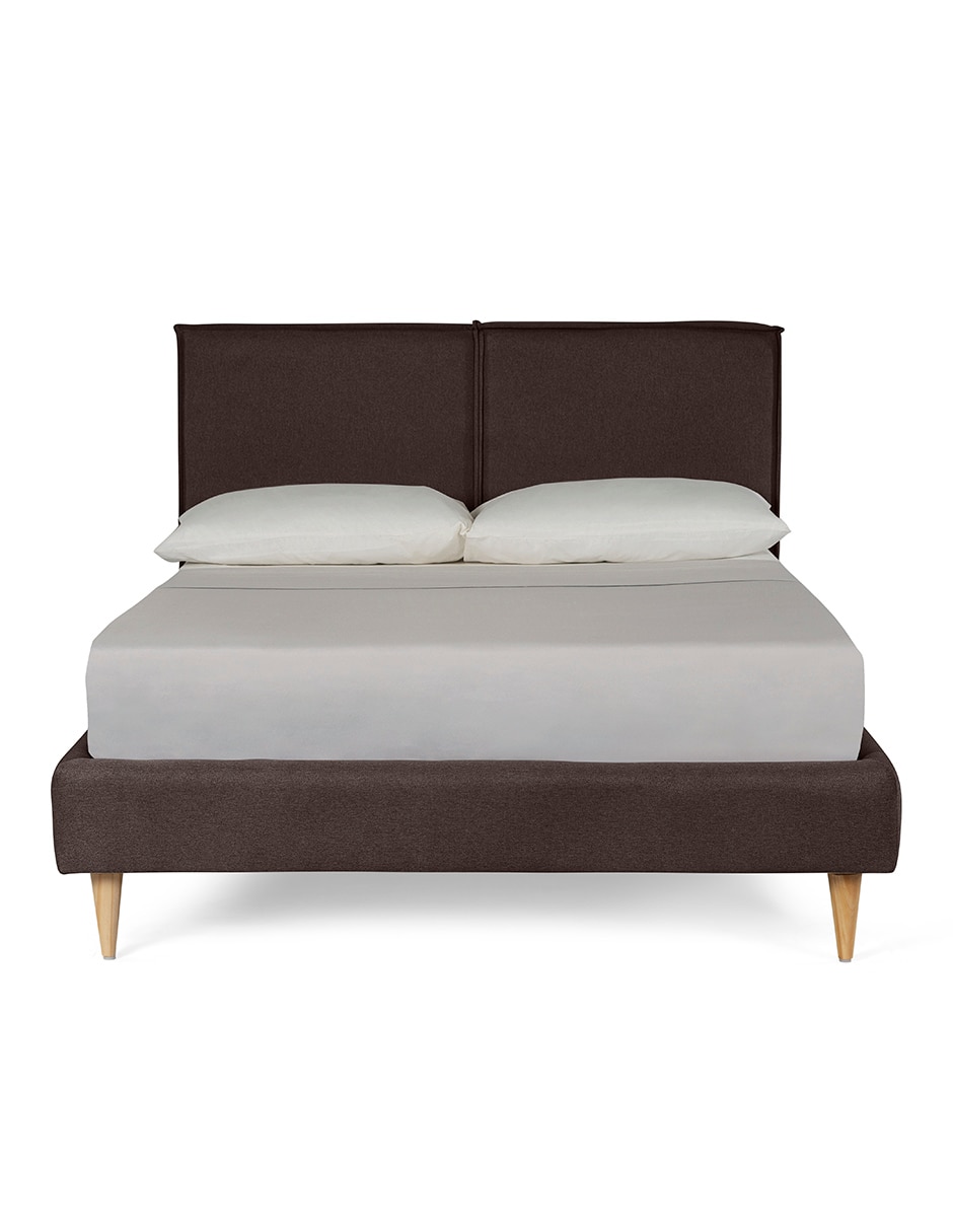 Base para cama armable Queen Luma Tela Lino de madera pino 3