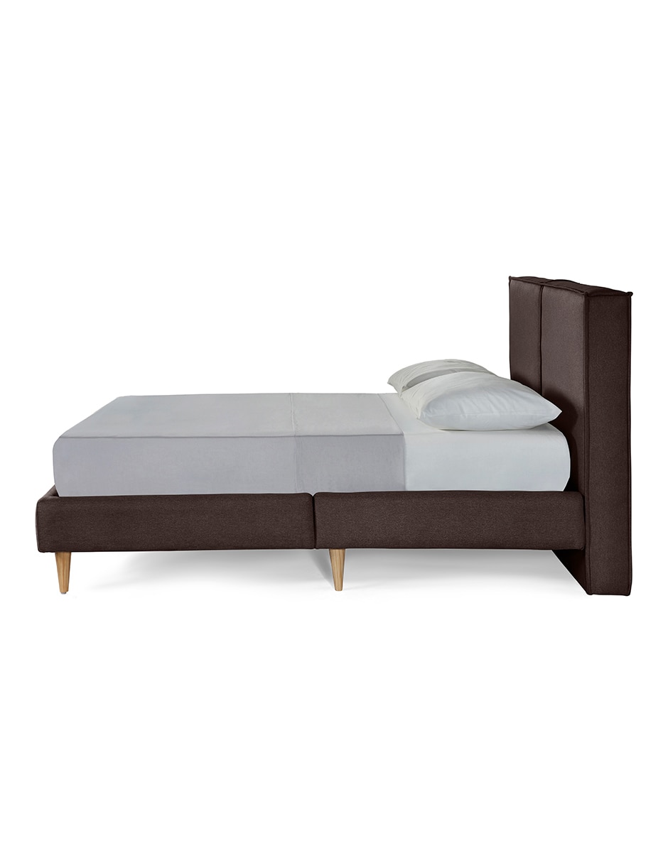 Base para cama armable Queen Luma Tela Lino de madera pino 7