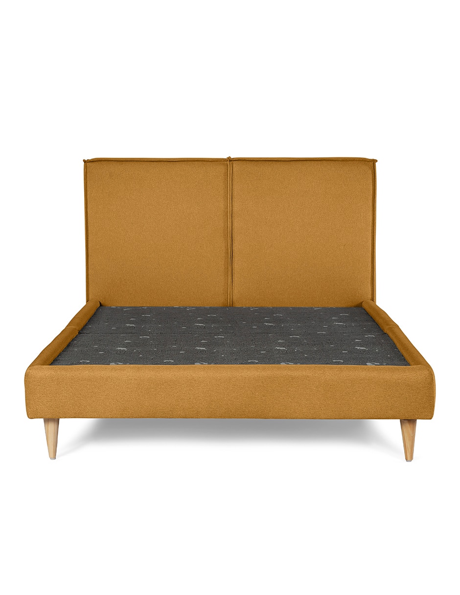 Base para cama armable Queen Luma Tela Lino Makora de madera pino