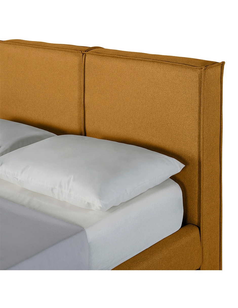 Base para cama armable Queen Luma Tela Lino Makora de madera pino