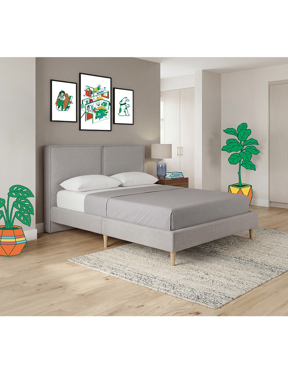 Base para cama armable matrimonial Luma Lino de madera pino 2