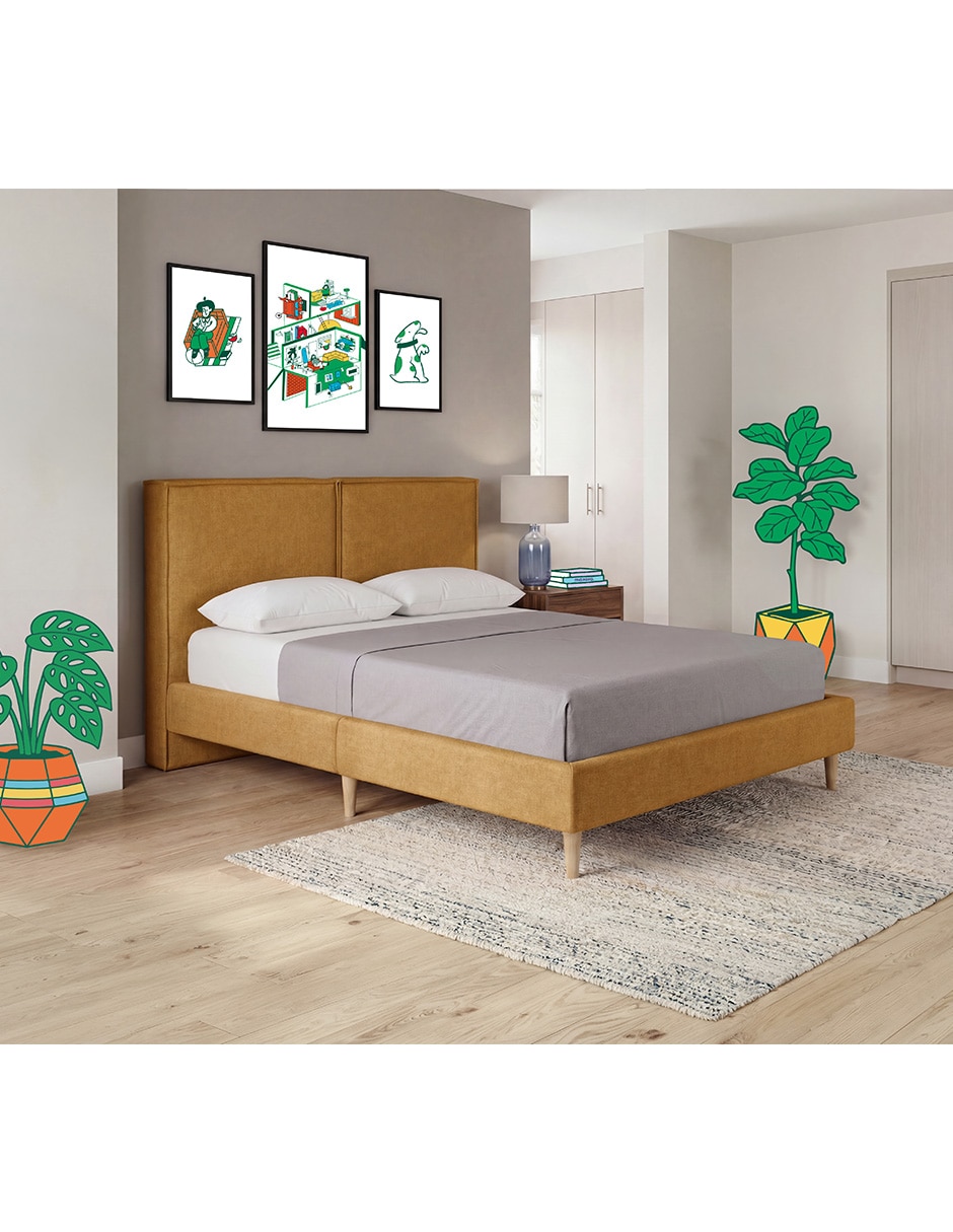 Base para cama armable matrimonial Luma Lino Makora de madera pino