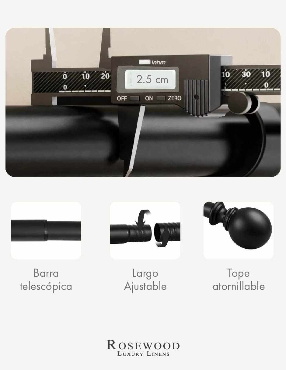 Cortinero de metal Rosewood barra simple
