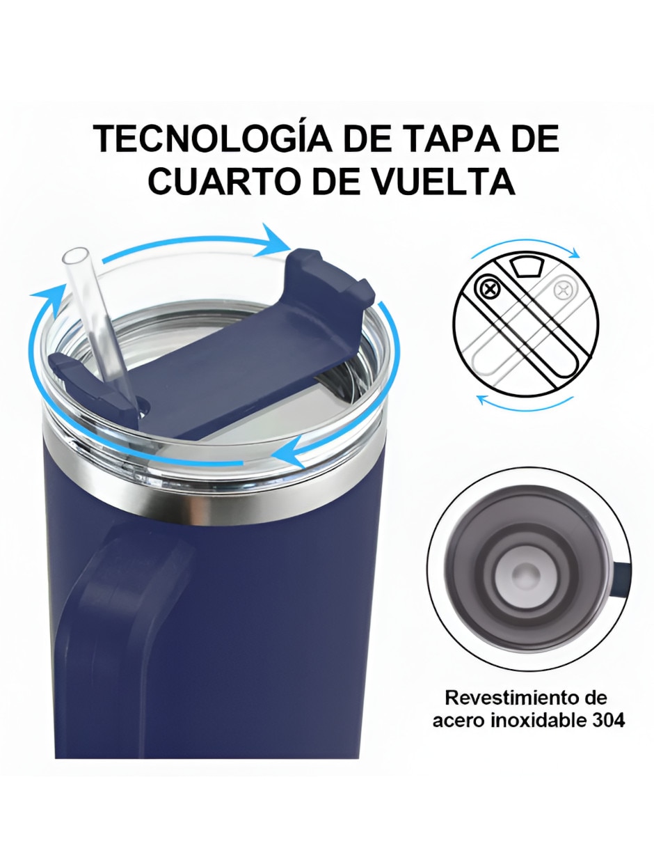 Vaso con tapa y popote Xtellar de acero inoxidable