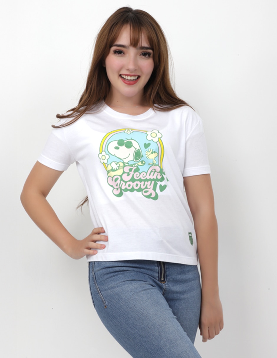 Playera k-swiss snoopy peanuts manga corta para niña