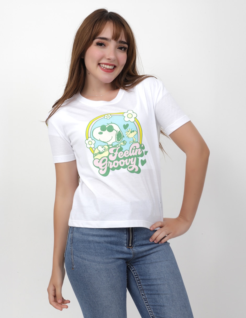 Playera k-swiss snoopy peanuts manga corta para niña